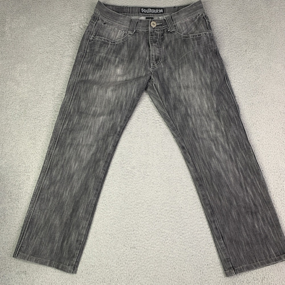 Southpole Authentic Collection Men's Jeans Baggy Streeked Blk RN82628 Size 32x26